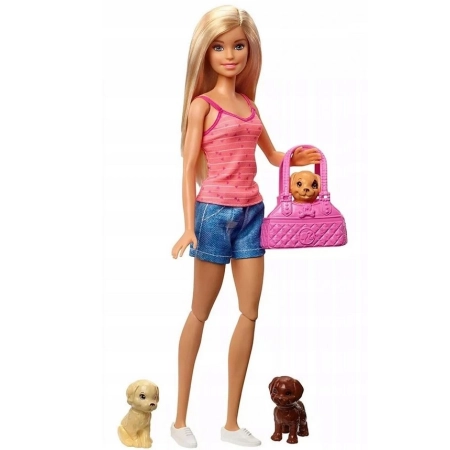 Lalka Barbie kąpiel piesków akcesoria Mattel GDJ37